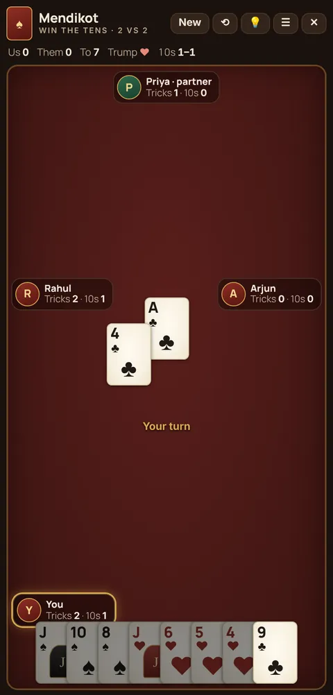 Mendikot in progress on Cheettukali: the table during a game