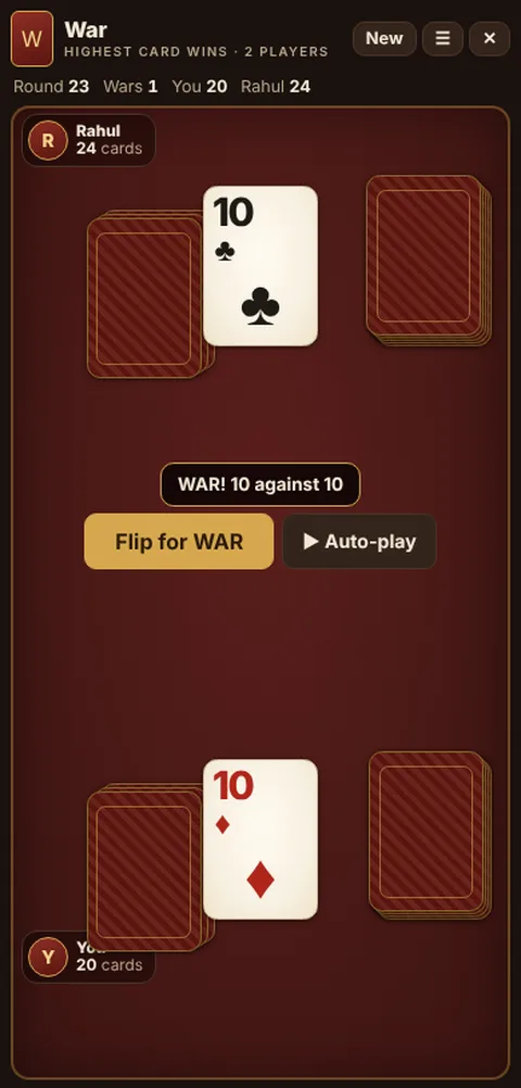 War in progress on Cheettukali: the table during a game